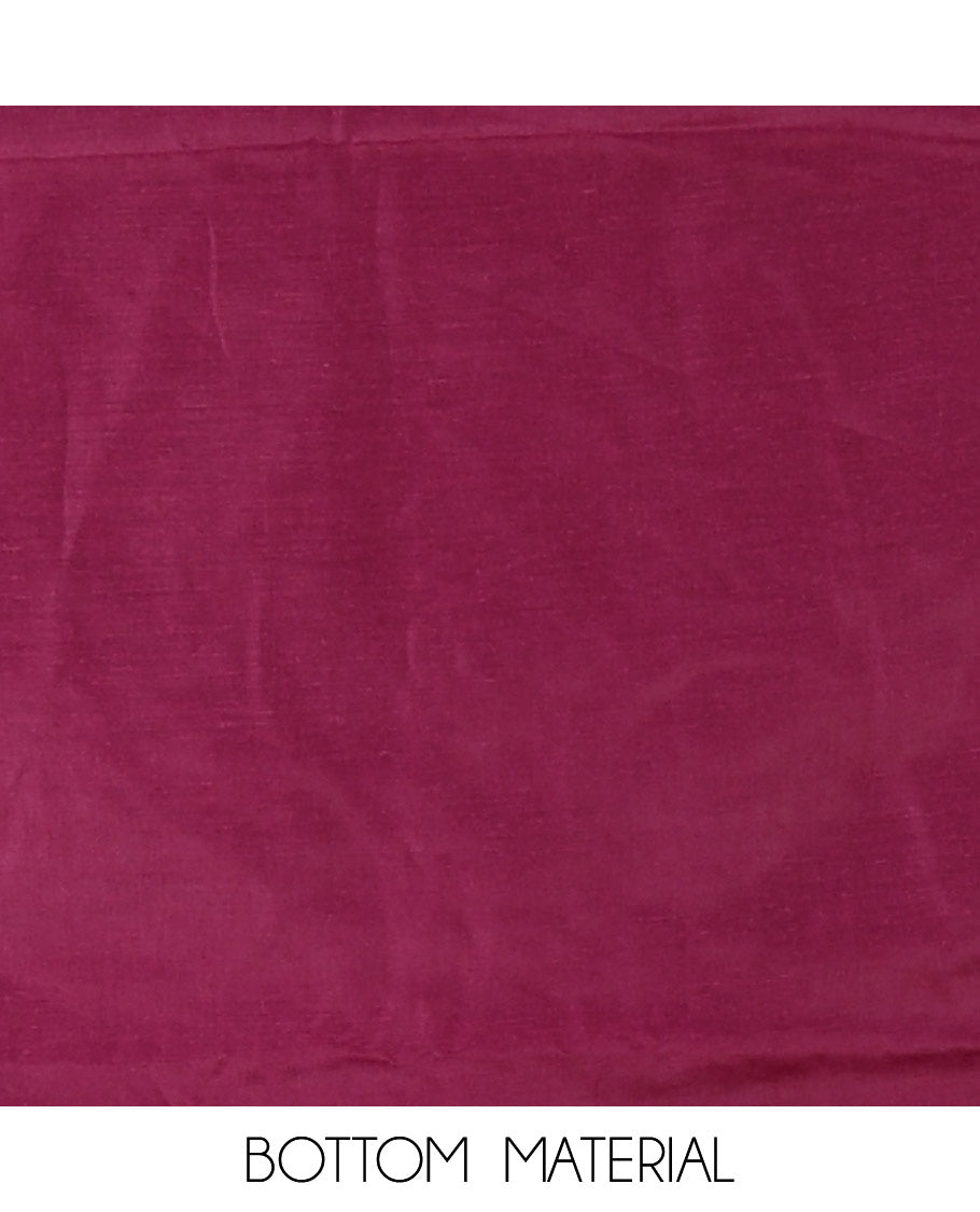 Magenta material chudidar set, sequins work with floral Aplic embroidered Vichitra silk top, matching bottom, and an embroidered dupatta