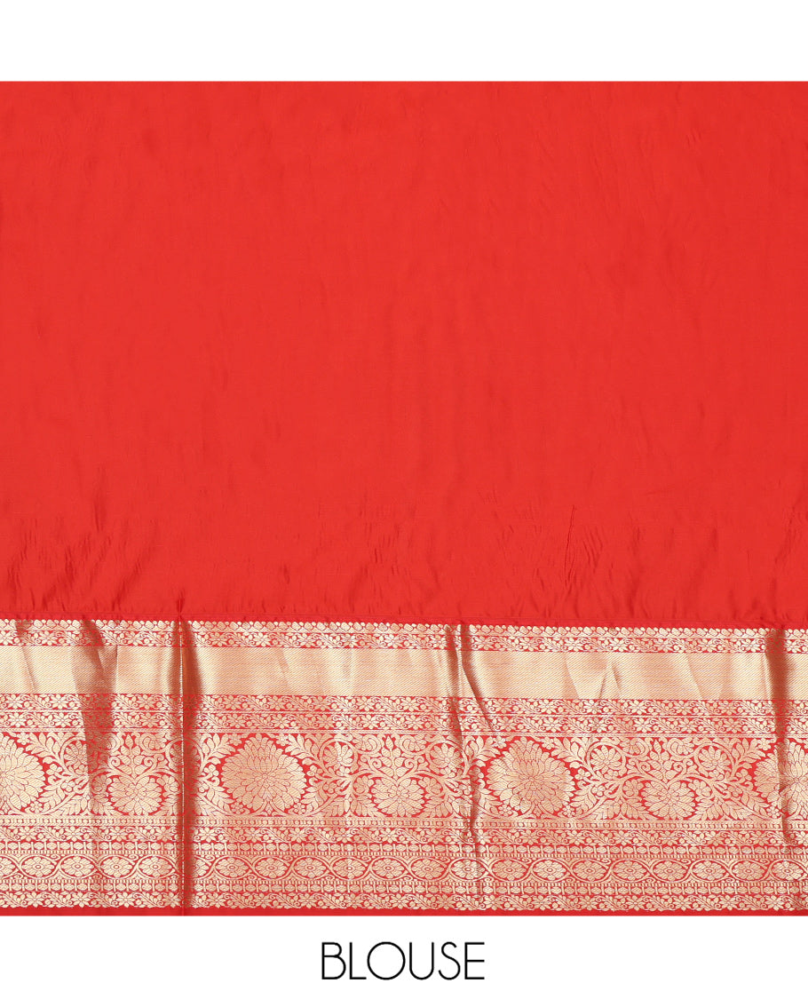 Purple Art Silk Pavadai Material, Adorned with Jacquard Design, Contrast Traditional Zari Design Border, and a Contrast Blouse