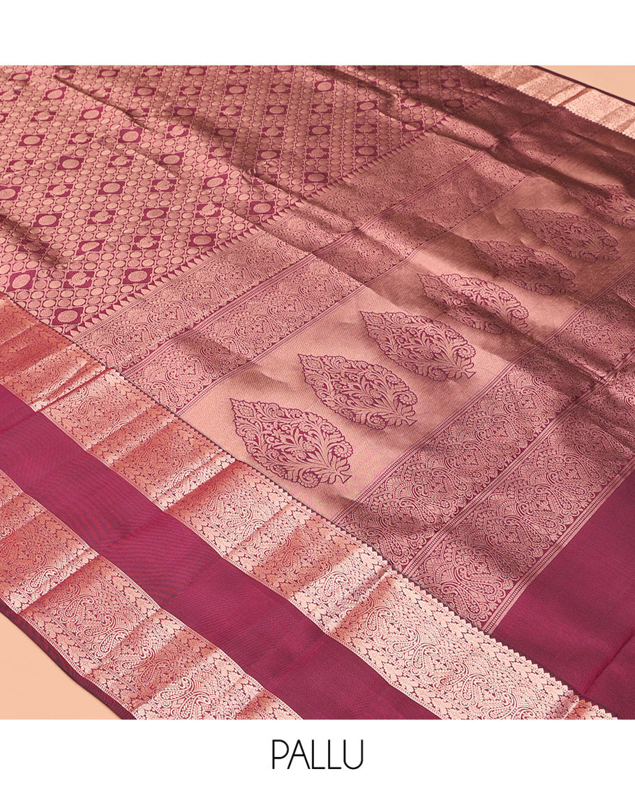 Wine Jacquard Kanchipuram Wedding Silk Saree