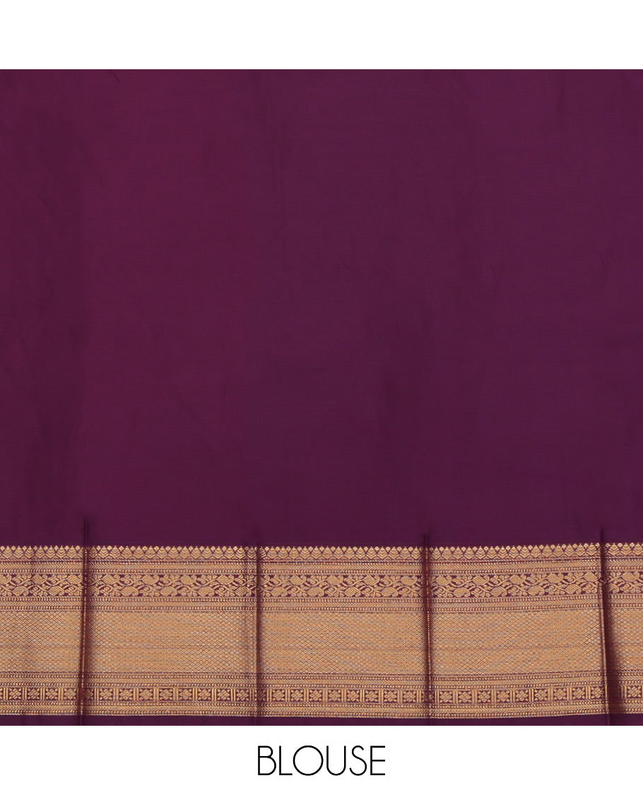 Orange Budget Silk Saree, Embellished with Zari Buttas, a Contrast Traditional Zari Border, Intricate Pallu, and a Contrast Blouse