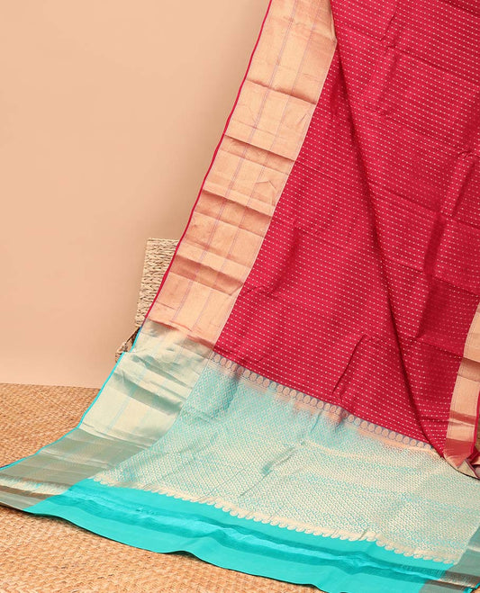 Red small buttas vasundhara elite silk saree with self intricate zari design border & pallu of argyle design