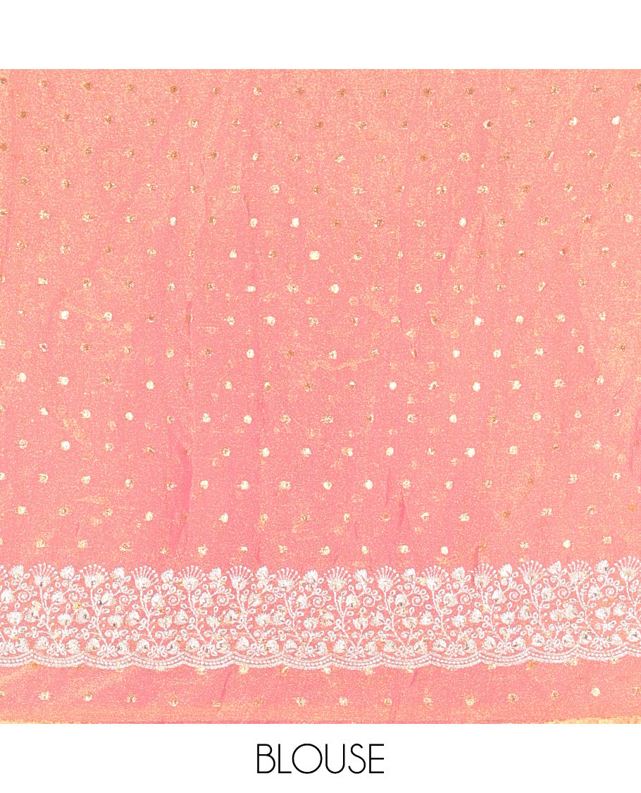 Onion Pink Moss Organza Half-Saree