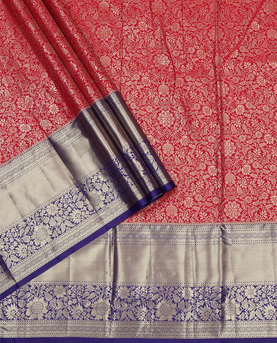 Red Art Silk Pavadai Material Set