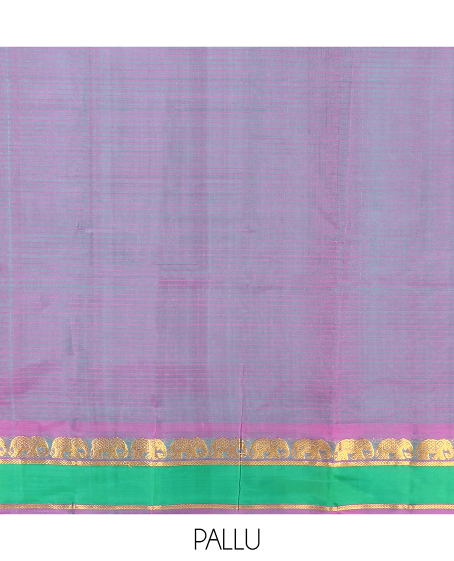 Blue Striped Kanchipuram Silk Saree