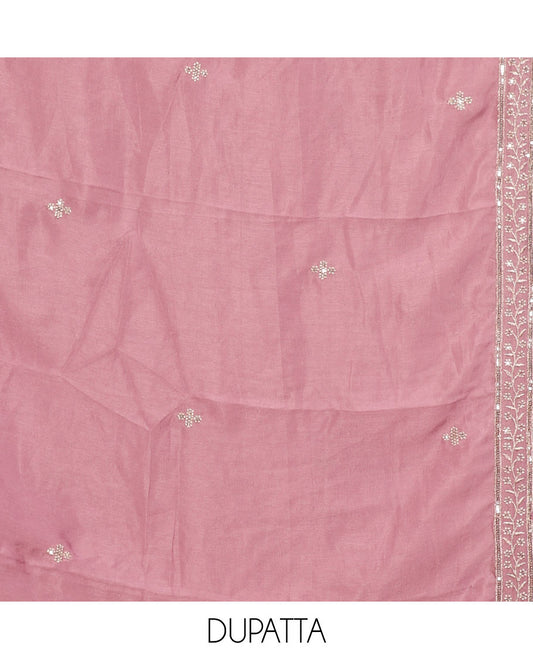 Wine Vichitra silk material chudidar set, floral design neck embroidered top, santoon bottom & contrast embroidered Vichitra silk dupatta
