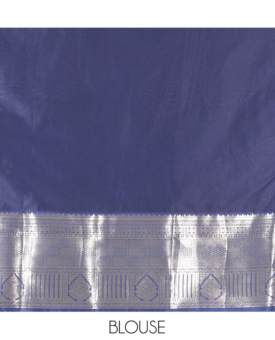 Light Blue-Navy Blue Tree Zari Butta Budget Silk Saree