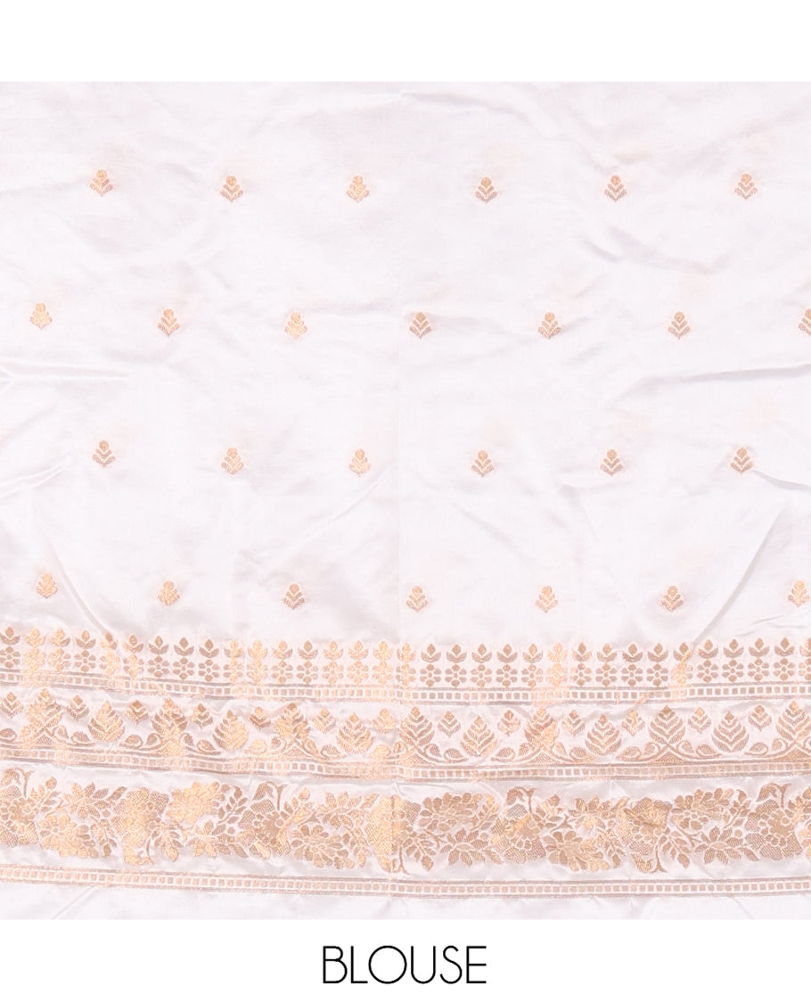 Milk White Semi-Silk Half-Saree