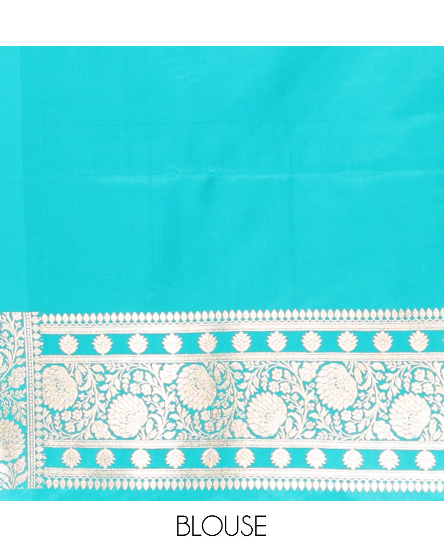 Purple Banarasi Nylon Silk Saree, Adorned with Jacquard, Contrast Floral Creeper Zari Border, Intricate Pallu, and a Contrast Blouse
