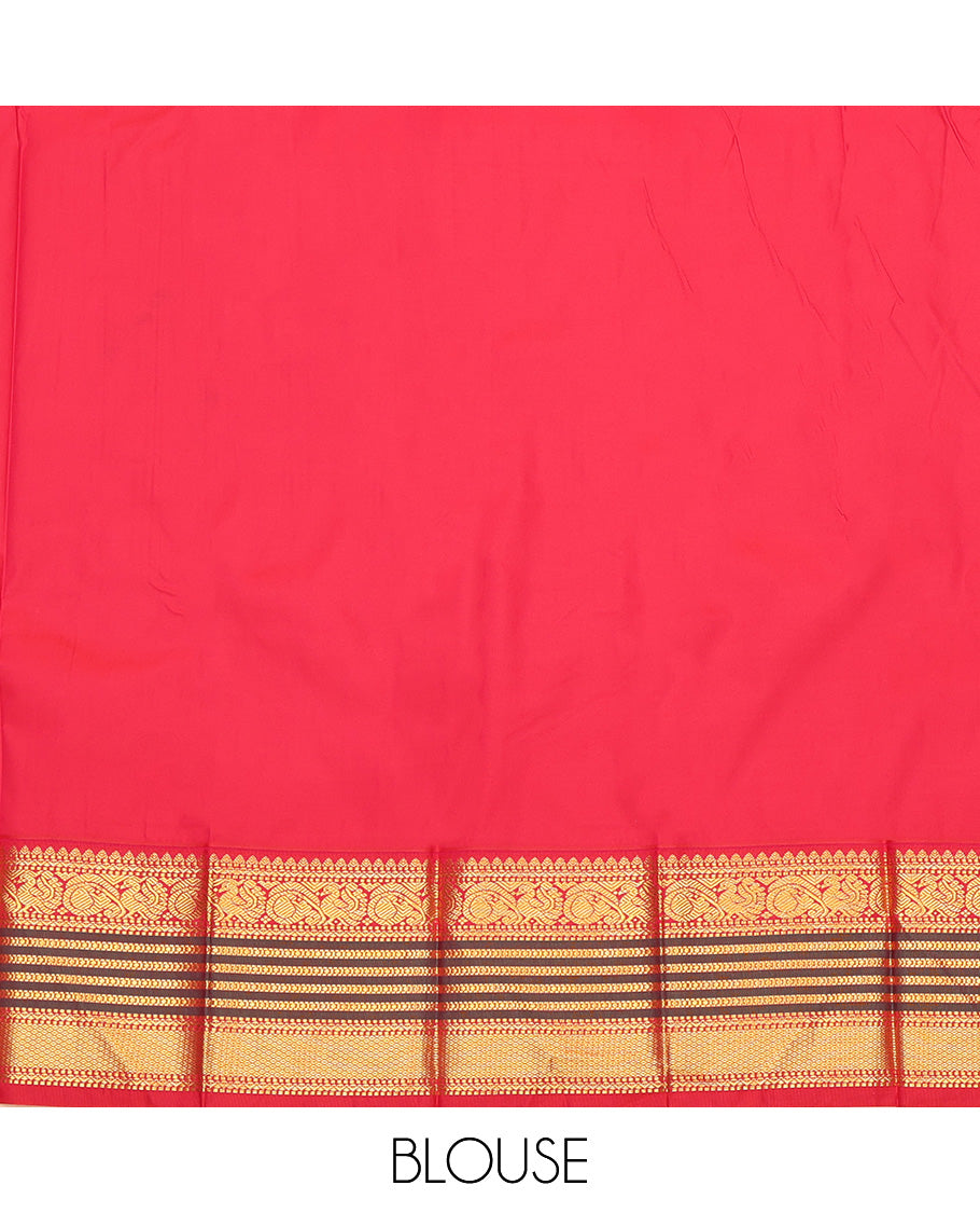 Blue Contrast Zari Butta Budget Silk Saree