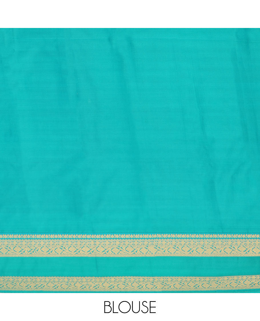 Red striped budget silk saree with contrast zari border & intricate zari design pallu