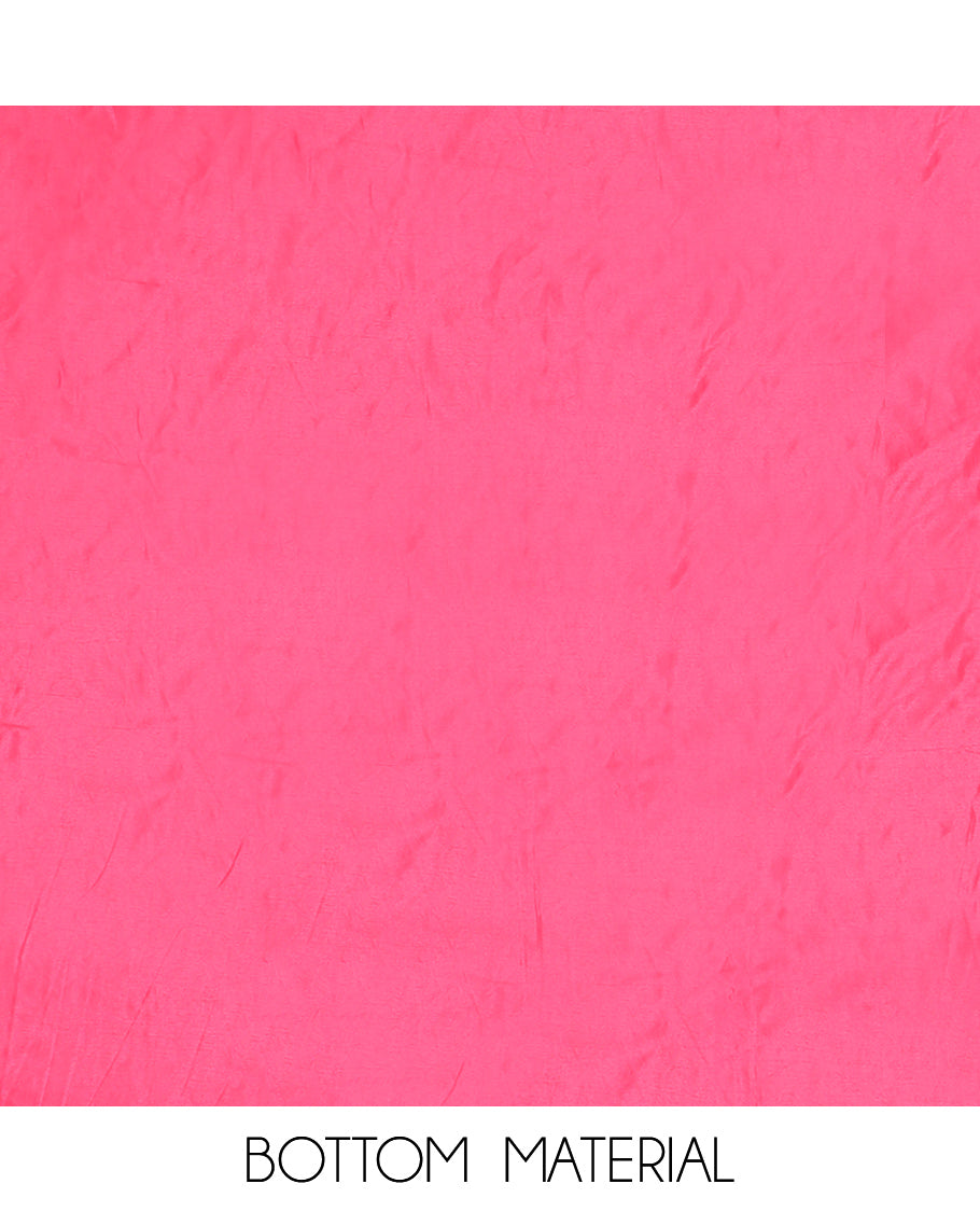 Magenta Fendi Organza Material Churidar Features Embroidered Top, a Santoon Bottom, a Scallop Embroidered Dupatta