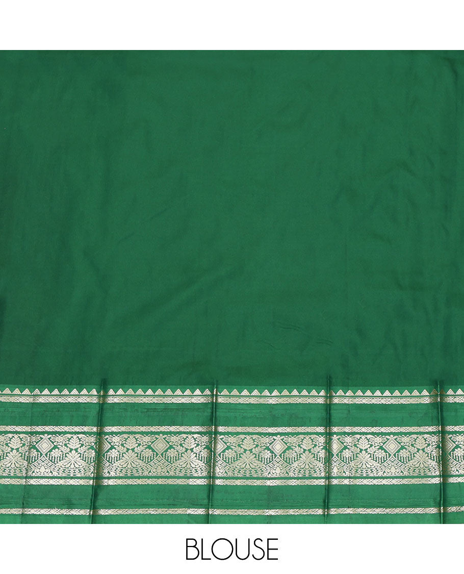 Dark Pink Budget Silk Saree, Adorned with Buttas All Over Its Body, Complemented by a Contrast Traditional Zari Design Border, Pallu Elevated with Scallop Designs, and Paired with a Contrast Blouse