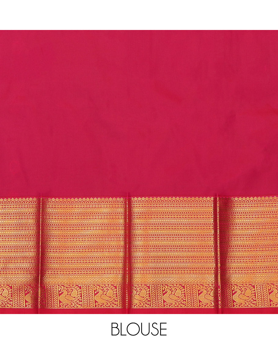 Blue Budget Silk Saree, Enhanced with Stripes and Buttas, a Contrast Traditional  Zari Border, a Grand Pallu and a Contrast Blouse