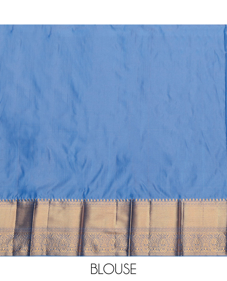 Red Budget Silk Saree, Adorned with Zari Buttas and Stripes, Contrast Traditional Zari Border, Jaal Pallu, and a Contrast Blouse