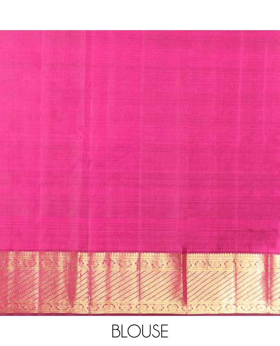 Maroon geometric design silk saree with self-border of zari design & floral, checked zari design pallu