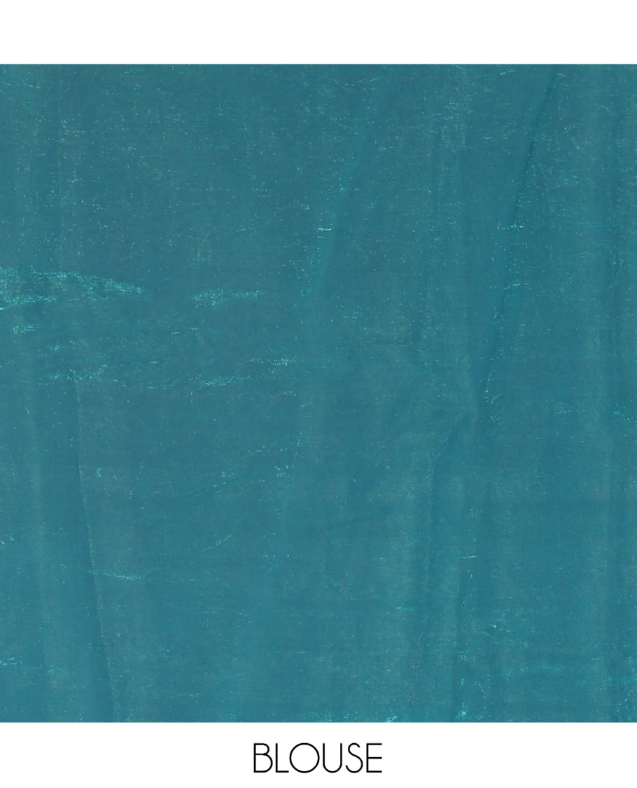 Rama Blue Velvet Organza Half-Saree