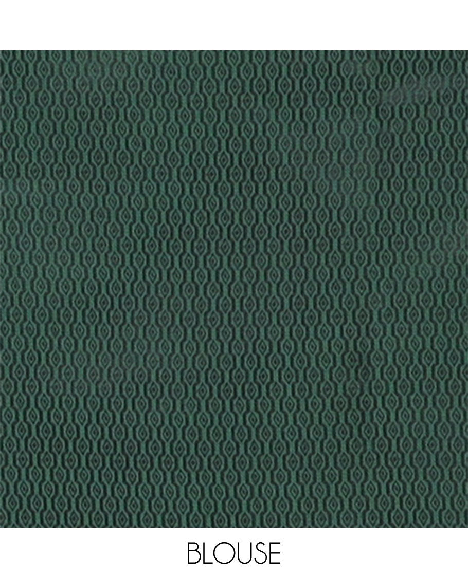 Green copper thread leaf design mulberry satin silk saree with zari border & rich pallu along with emboss zari border blouse