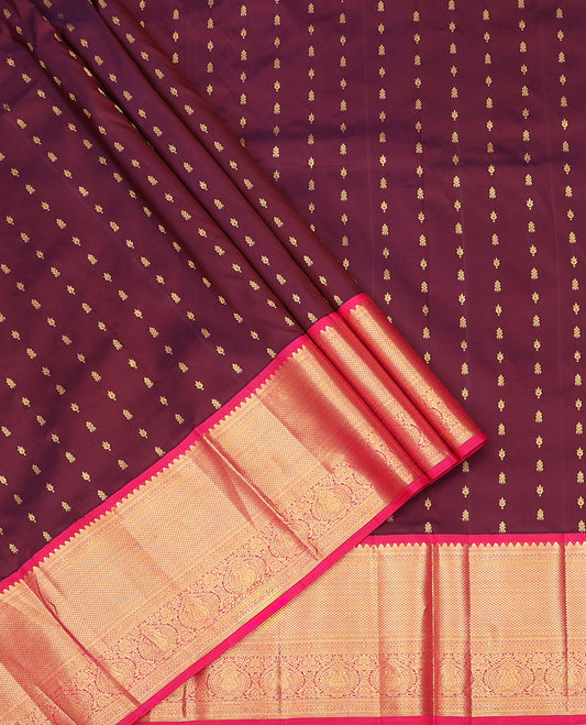 Wine Pure Silk Half Saree