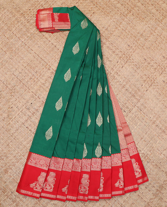 Green Elephant Design Budget Silk Saree