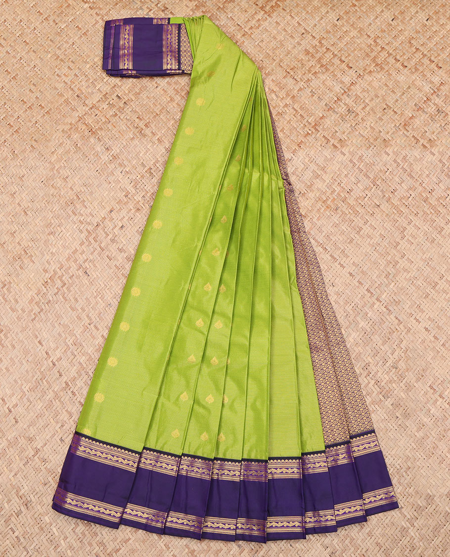 Green Stripes and Zari Butta Budget Silk Saree