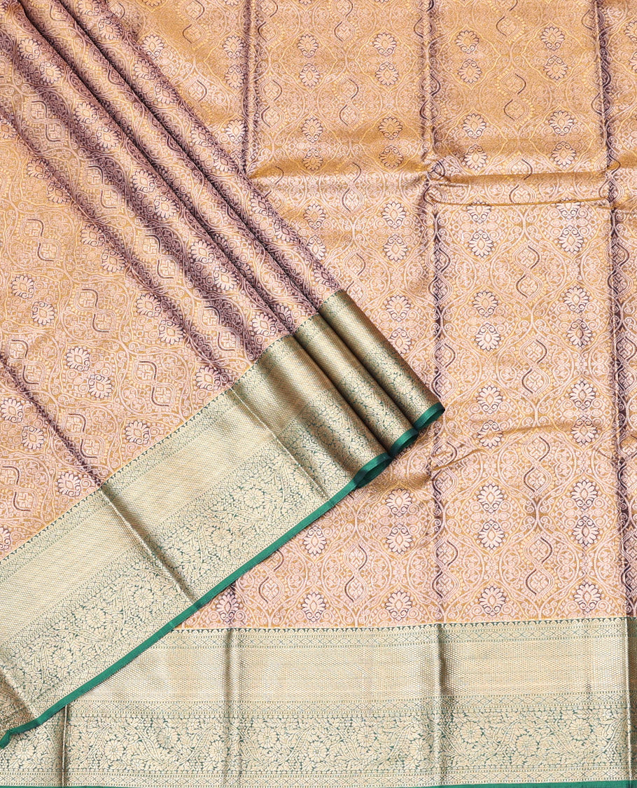 Mustard Art Silk Half-Saree, Elevated with Jacquard Design, Contrast Traditional Zari Border, and Paired with a Matching Blouse