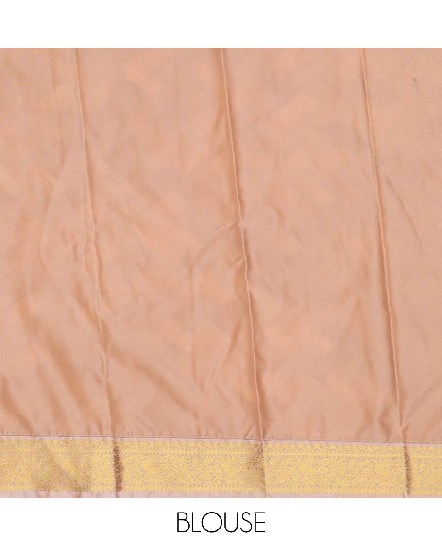 Red striped and peacock buttas gift saree, contrast traditional zari design border, and jaal pallu