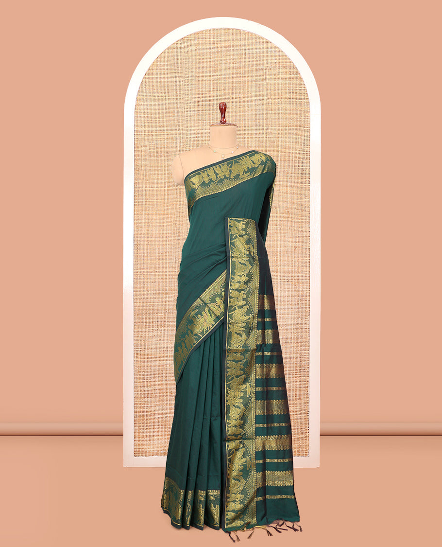 Green Plain Kalyani Cotton Saree