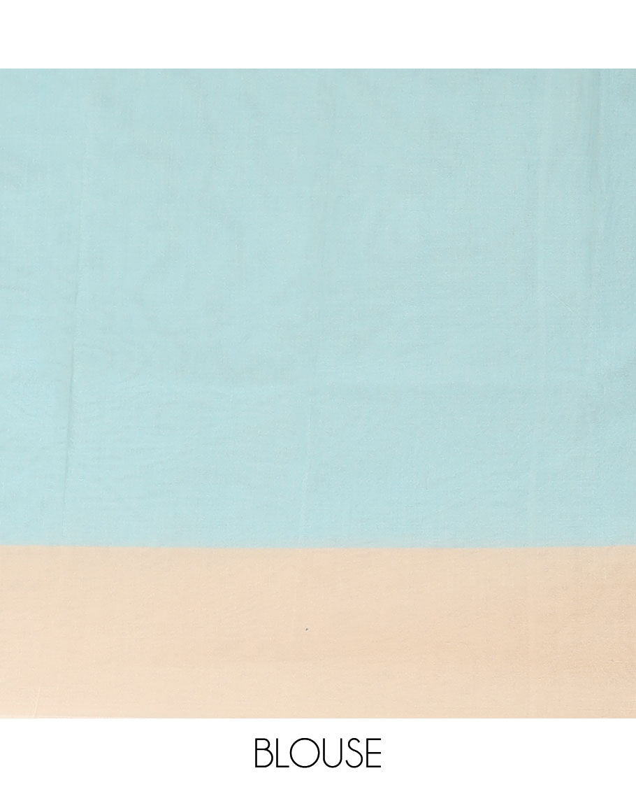 Grey zari vine jacquard semi-silk cotton saree, contrast traditional zari border & ogee patterned pallu