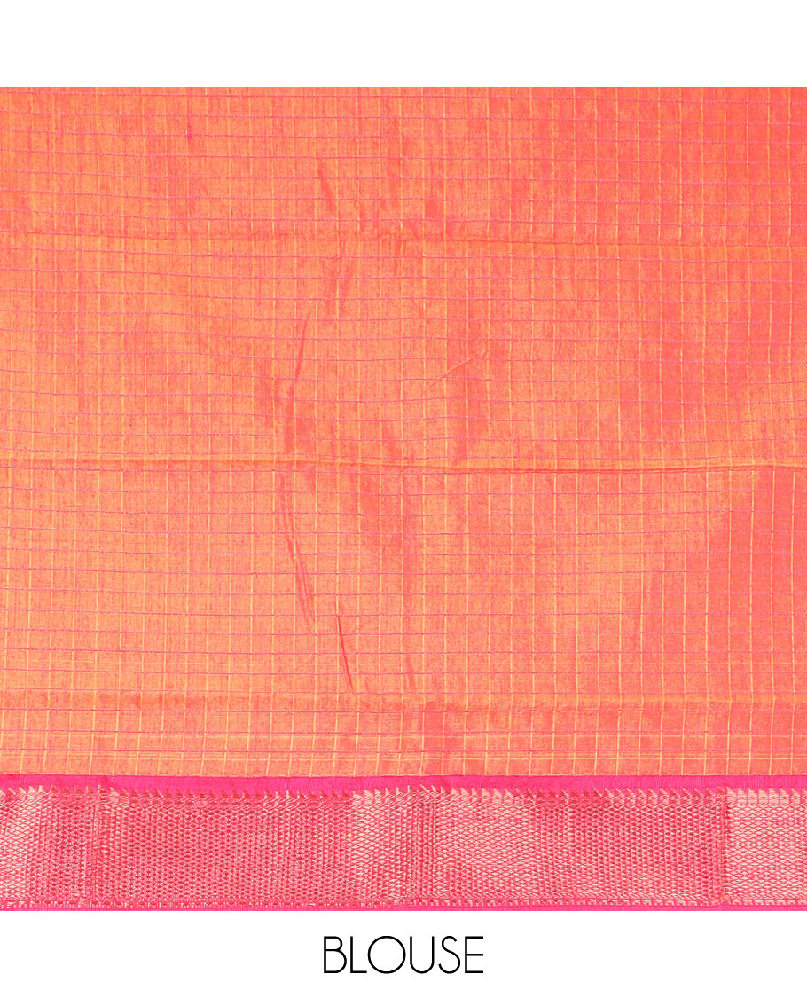 Yellow micro checked chirala cotton saree, contrast traditional zari border, and zari design pallu