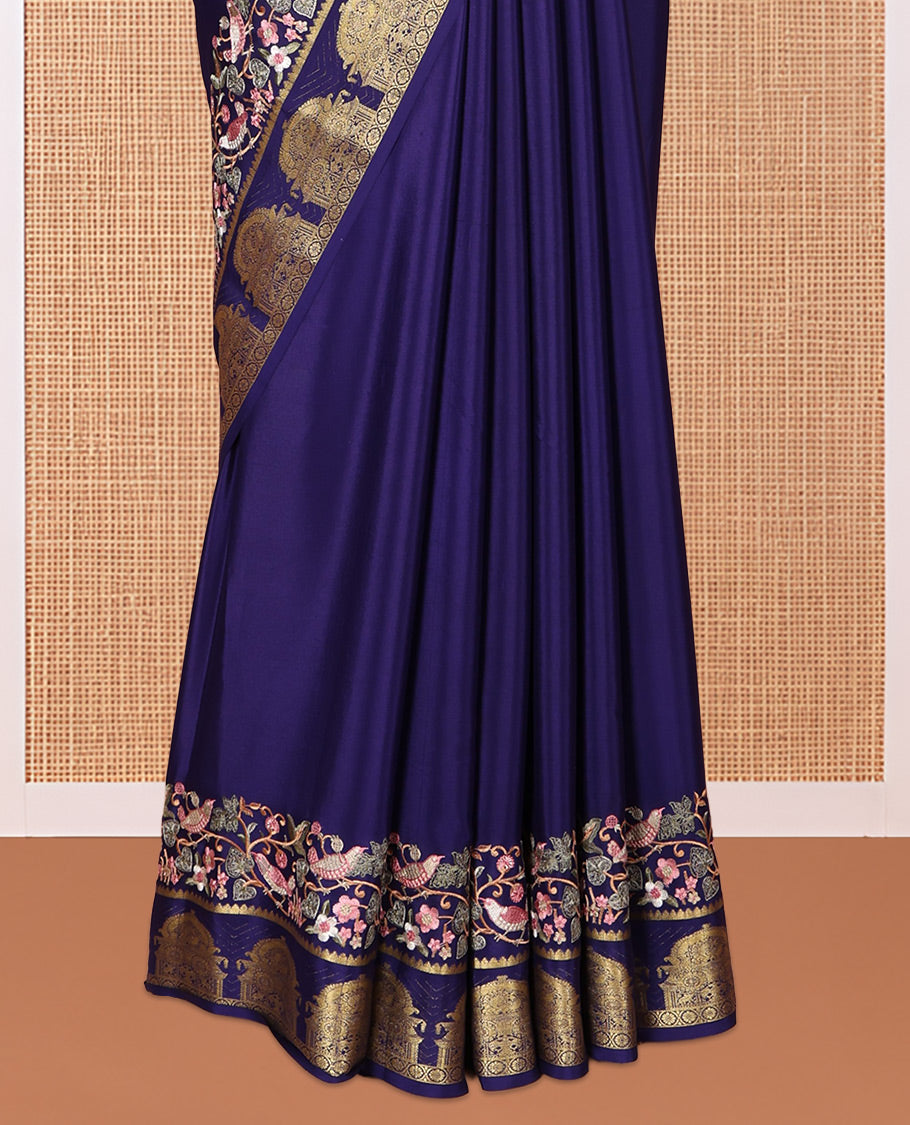 Violet Plain Mysore Silk Saree