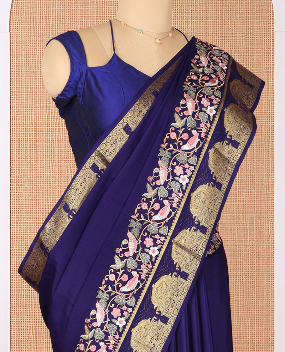 Violet Plain Mysore Silk Saree