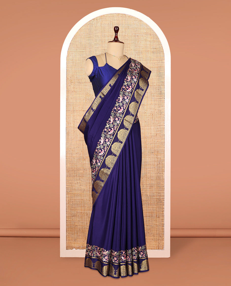 Violet Plain Mysore Silk Saree