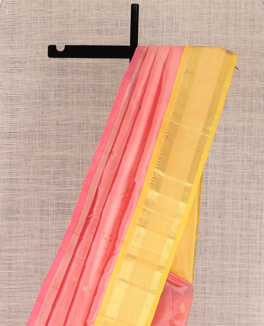 Pink Kanchipuram Zari Butta Silk Saree