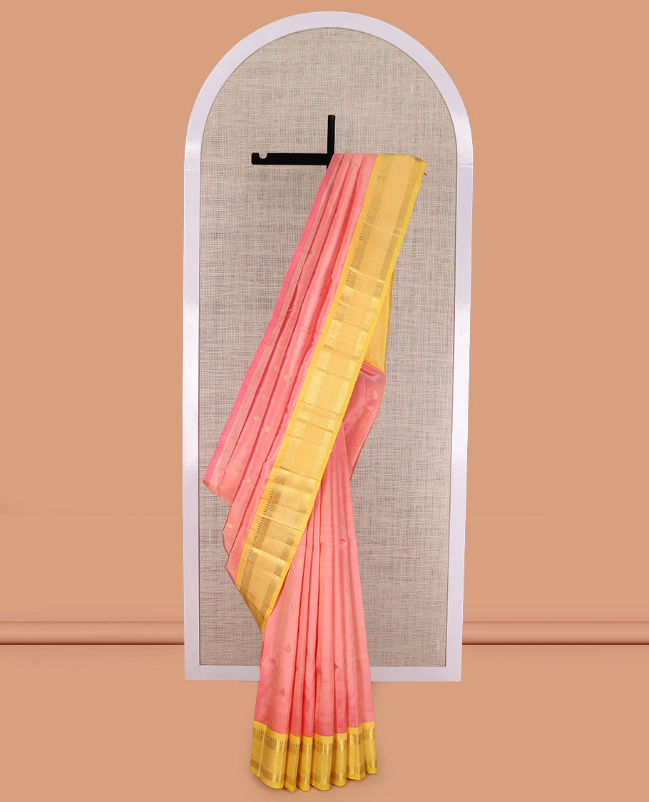 Pink Kanchipuram Zari Butta Silk Saree