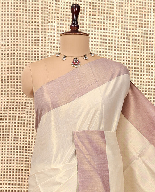 Gold Plain Kerala Cotton Saree