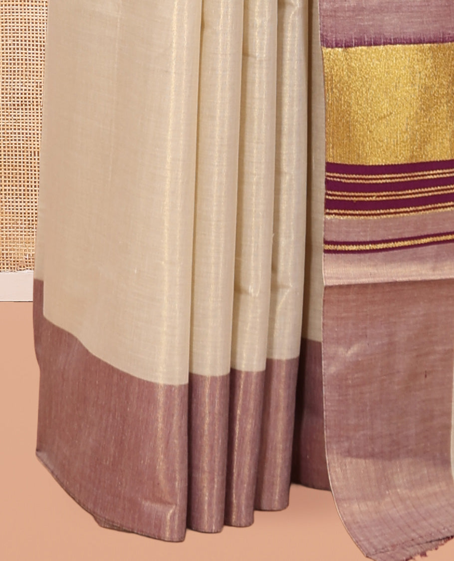 Gold Plain Kerala Cotton Saree