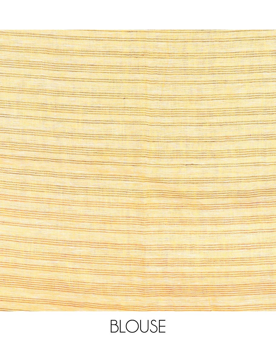 Borderless grey striped linen cotton saree, striped pallu