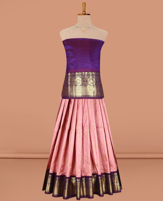 Pink Pure Silk Navarathna Pavadai Material Set