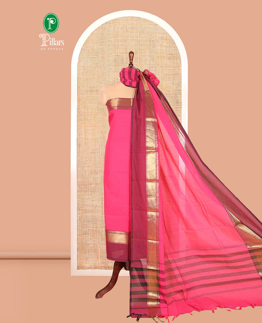 Rani Pink Mercerised Cotton Material Chudidar Set