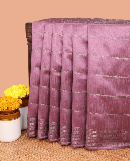 Wine antique runaway design art jute silk saree with antique zari border & silver box design pallu along with plain blouse