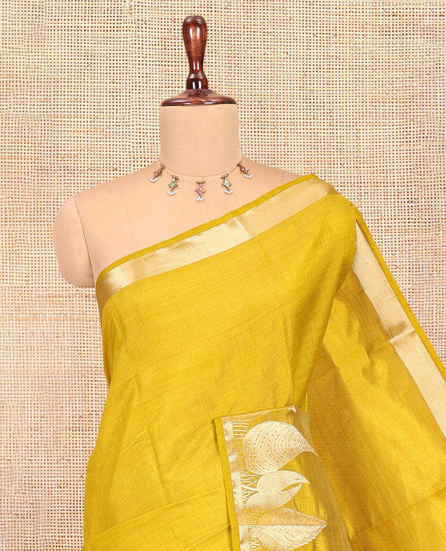 Yellow Plain Art Tussar Saree