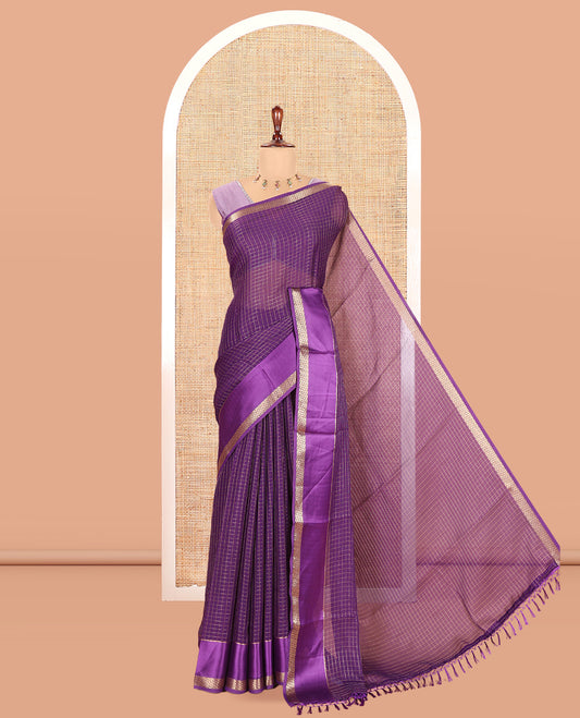 Dark Violet Moss Chiffon Saree
