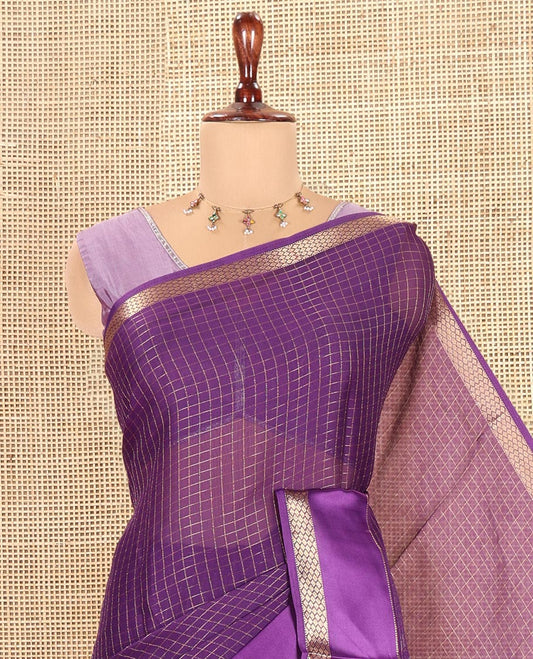 Dark Violet Moss Chiffon Saree
