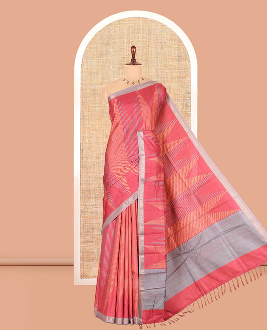 Pink Manipuri Tussar Saree