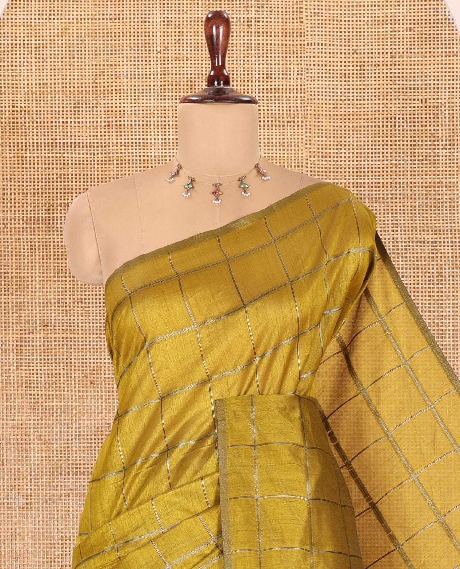 Borderless Mustard Jute Cotton Saree
