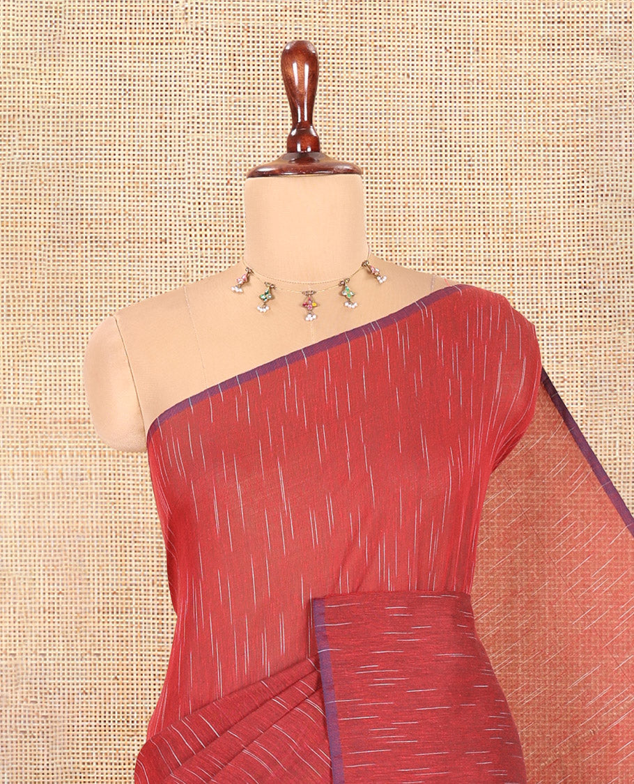 Borderless Red Khadi Cotton Saree