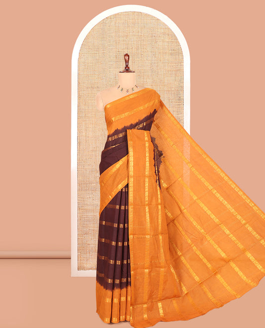 Brown Sungudi Cotton Saree