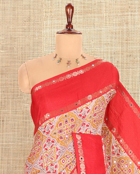 Red Dola Tussar Saree