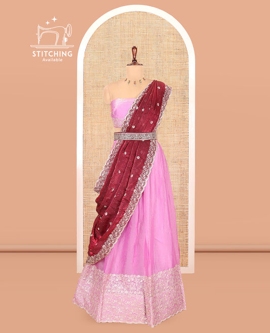 Lavender Moss Organza Half-Saree