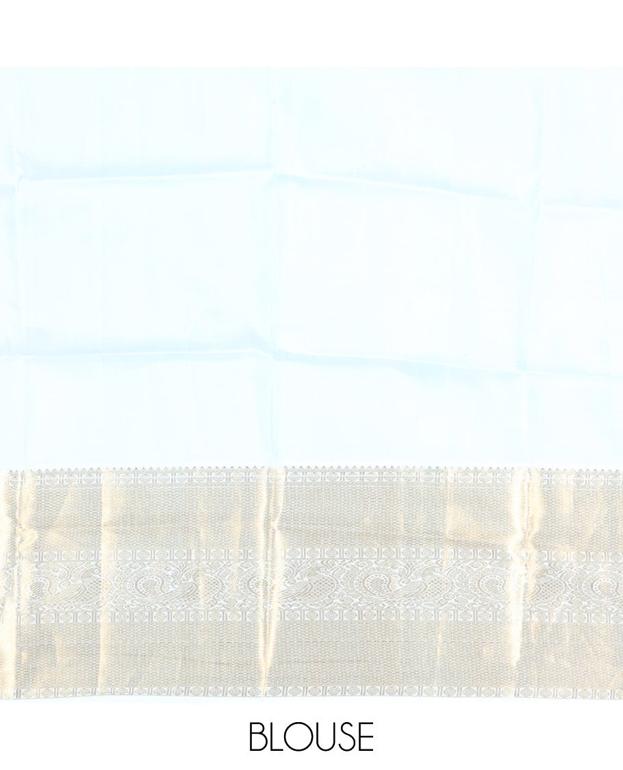 Purple Vasundhara Silk Saree Adorned with Zari Buttas, Enthralled with a Contrast Border of Mayil Kann, Mayil, and Rudraksham Designs, Complemented by a Pallu of Intricate Zari Designs, and Paired with a Contrast Blouse